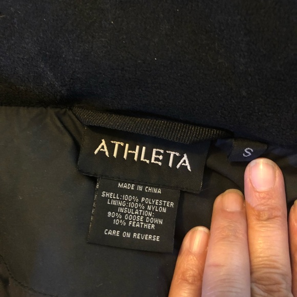 Athleta Down Puffer Parka Jacket dual zipper Coat with hood & embroidered detail - Picture 3 of 12